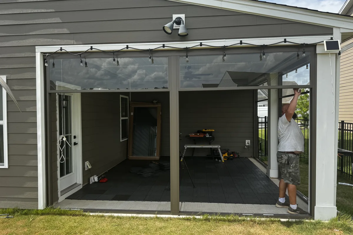 Three season room construction during installation Union County NC