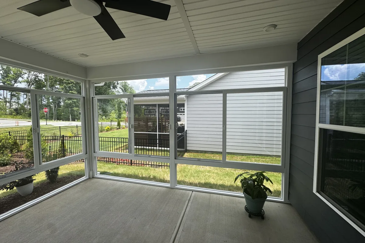 3-season glass enclosure finished detail corner installation NC