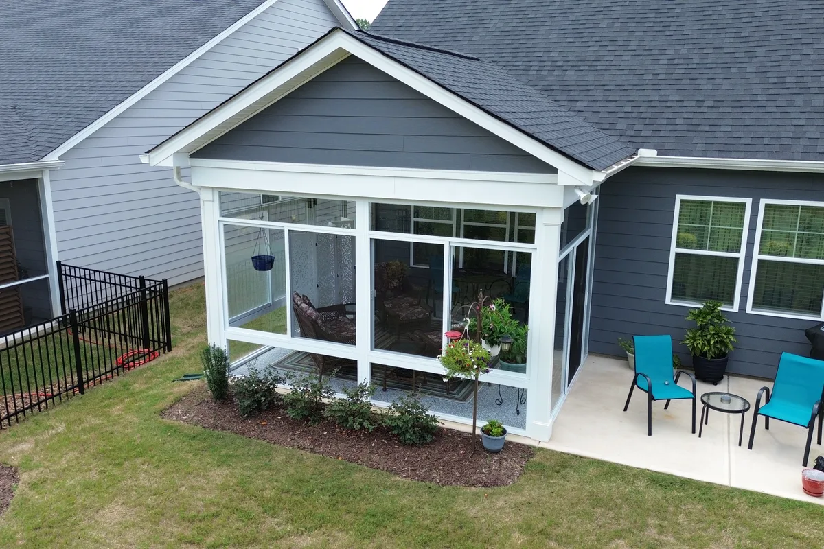 Glass porch enclosure completed detail view Union County NC