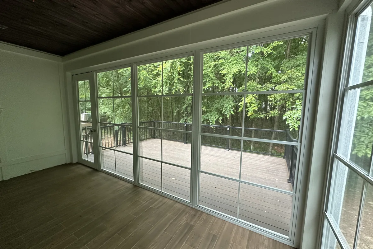 Finished vinyl deck enclosure detail showing quality work Elrose Charlotte
