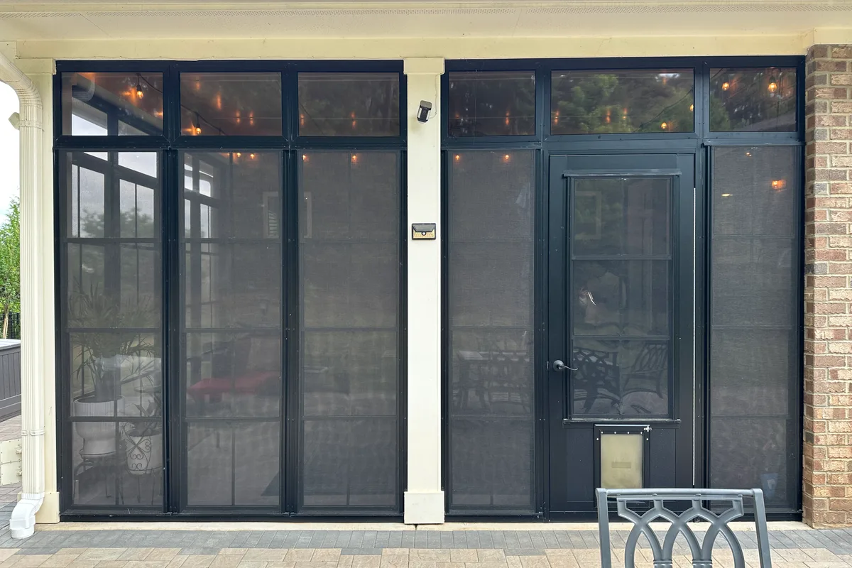 Vinyl film 3-season enclosure installation detail Matthews North Carolina