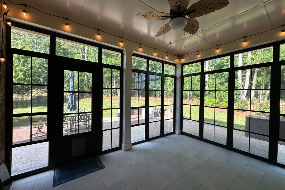 3-season sunroom vinyl film installation detail Matthews North Carolina