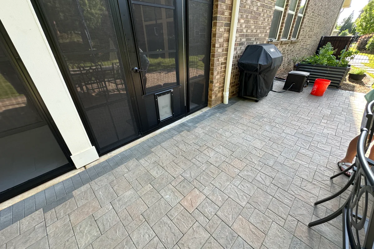 Completed vinyl film porch enclosure detail Livery Stable Mecklenburg County