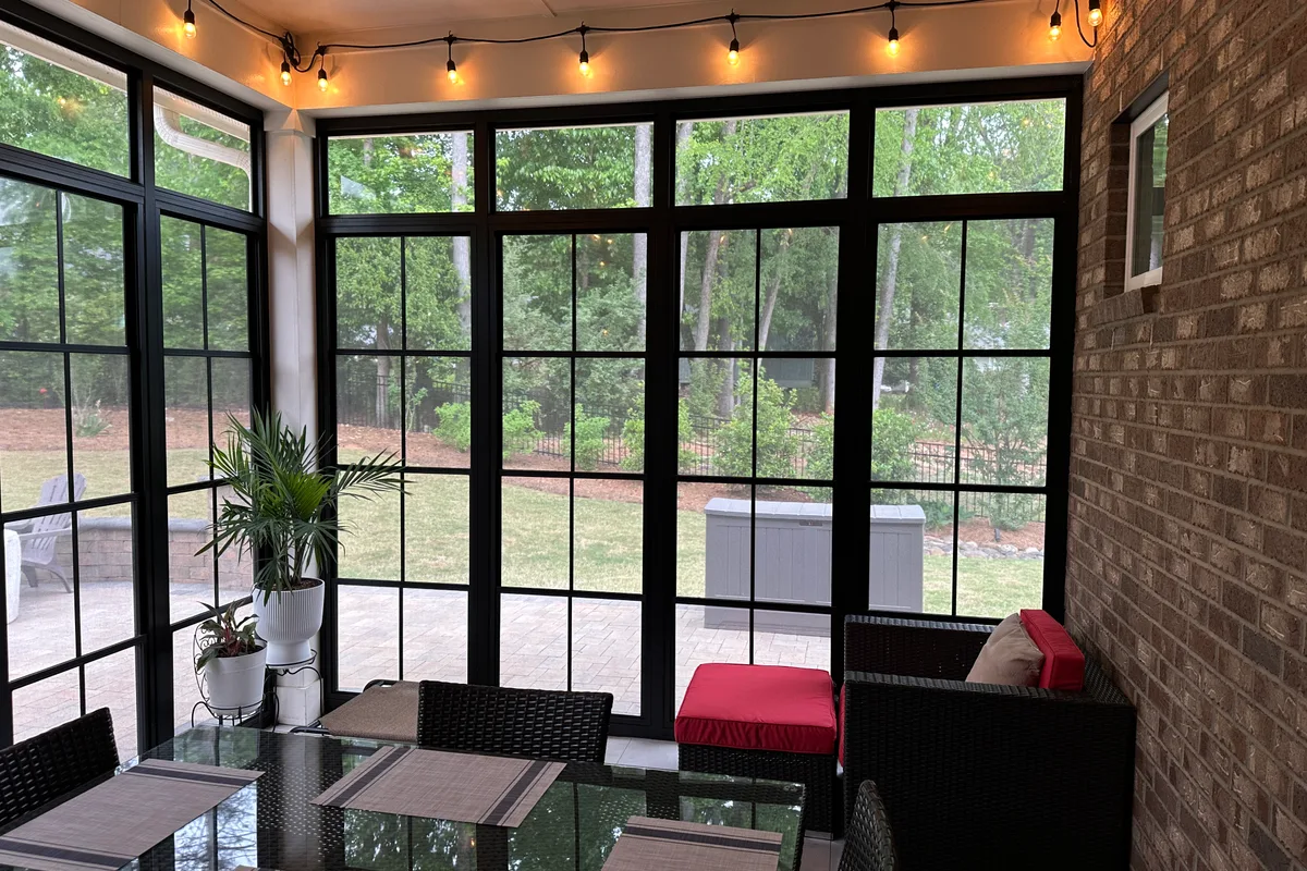 3-season vinyl film porch enclosure detail Matthews North Carolina