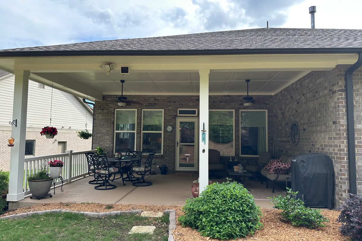 Existing outdoor space before vinyl porch enclosure Matthews NC