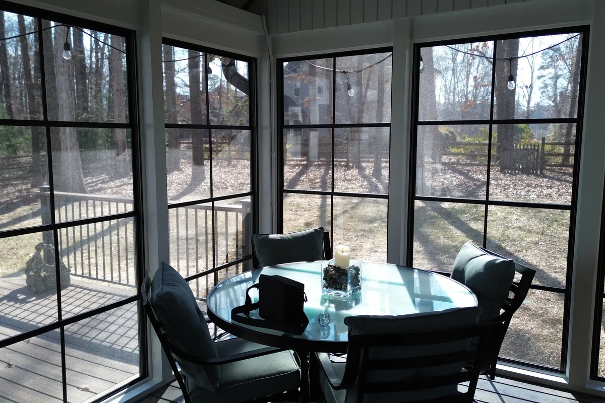 Professional 3-season porch enclosure detail Monroe Union County